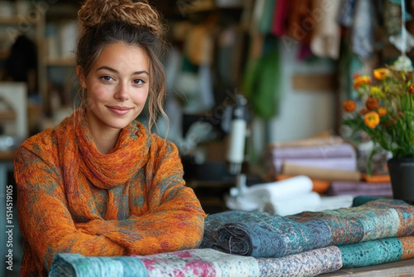 Fototapeta A Creative Designer Working in an Eco-Friendly Fashion Studio