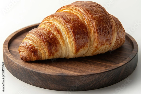 Fototapeta Flaky Layers of Croissant Perfectly Displayed on Rustic Plate