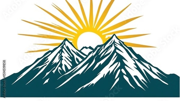Fototapeta A beautiful image of mountain peaks and a radiant sun