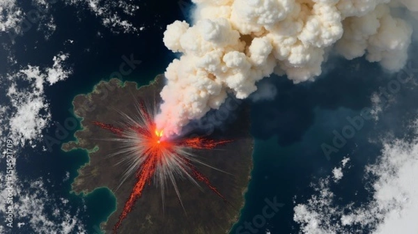 Obraz Volcanic Eruption on a Remote Island