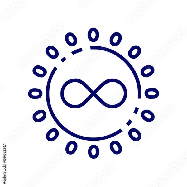 Fototapeta Infinity symbol within a circle of binary digits, conceptual icon for digital accessibility, data equality, neurodiversity representation, and inclusive technology solutions

