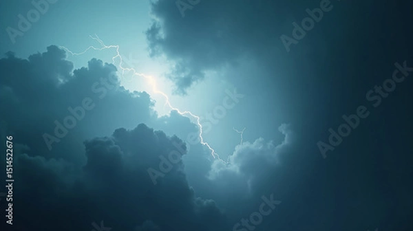 Fototapeta Dramatic Storm with Lightning and Vortex Above the Sky