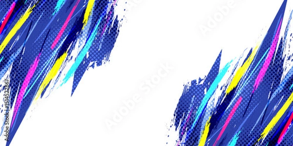 Obraz Colorful Grunge Brush Background with Halftone Style. Suitable for Banner, Poster, or Sports Background. Scratch and Texture Elements