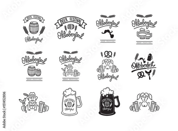 Obraz Vector icon set of beer feast