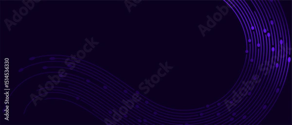 Fototapeta Dark backdrop with curved purple lines & dots