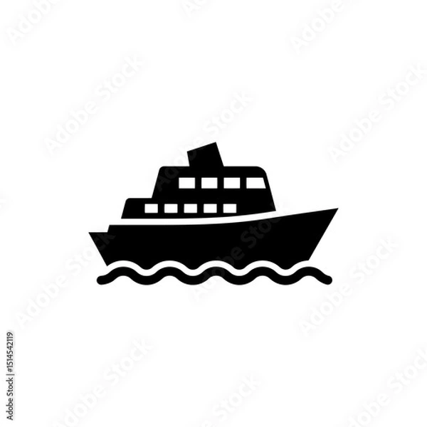 Fototapeta Simple ferry icon with waves representing water transport and boat travel