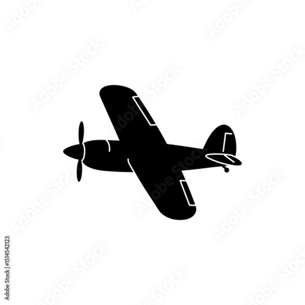 Fototapeta Simple prop plane midair view flying with propeller in motion