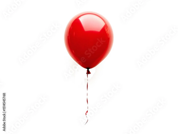 Fototapeta Bright red balloon floating gracefully against a transparent or white background perfect for celebrations, parties, and festive decorations at any event during the day or night.