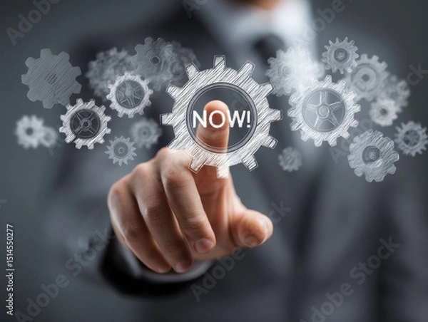 Fototapeta Touching gears to signify action in a business setting