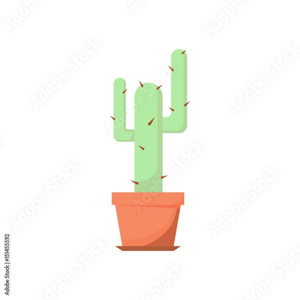 Fototapeta abstract cactus in flower pot vector illustration