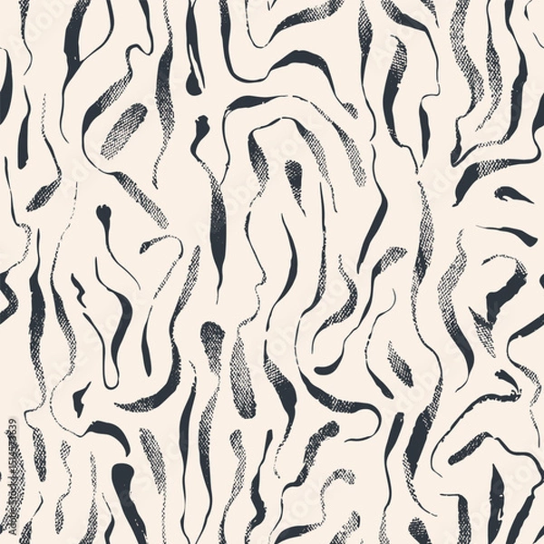 Fototapeta Seamless textured wavy lines. Black and white design.
