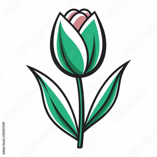 Obraz Tulip Bloom Flower Botanical Drawing Line Art Vector Illustration