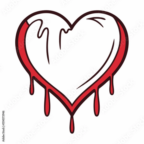 Obraz Bleeding Heart Bloom Flower Botanical Drawing Line Art Vector Illustration