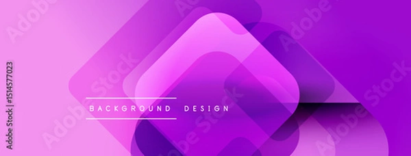 Fototapeta Abstract geometric shapes overlap, creating vibrant purple gradients. Modern design suitable for banners, presentations, websites.