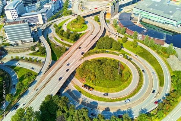 Obraz Aerial view of Bergen expressway, Norway