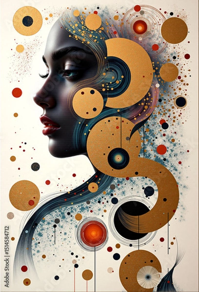 Fototapeta Abstract Expressionist Encaustic Painting of a Woman’s Side Profile - Generative AI