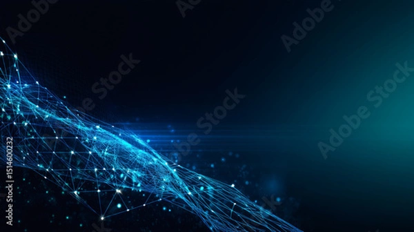 Obraz Futuristic Digital Network Visualization – Abstract Blue Technology Background