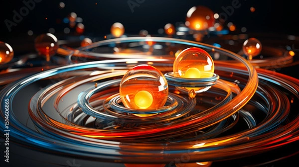 Fototapeta The Art of 3D Motion. Abstract Dimensional Harmony