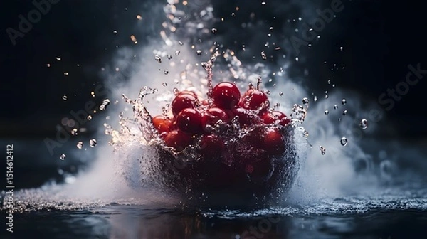 Obraz Cherry Splash in Water AI Generative