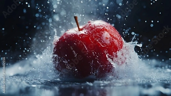 Fototapeta Red Apple Splash AI Generative