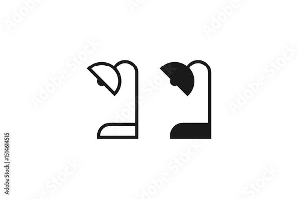 Fototapeta table lamp icon line and flat
