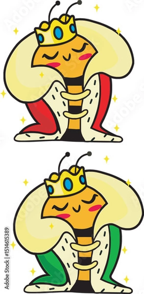 Obraz Isolated decorative queen bee vector illustration with transparent background 