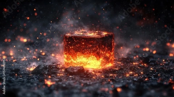 Obraz Fiery Cube Abstract Art