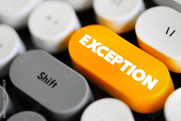 Fototapeta Exception - something or someone that does not follow the general rule or is different from others, text button on keyboard