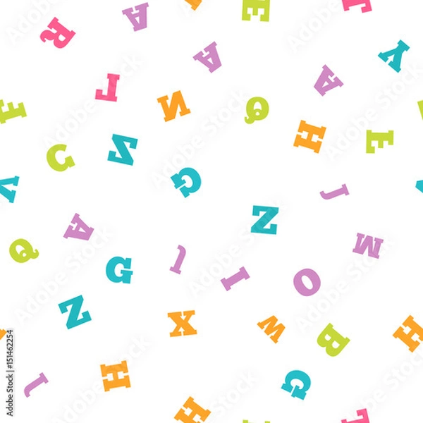 Obraz Colorful letter seamless pattern on white background