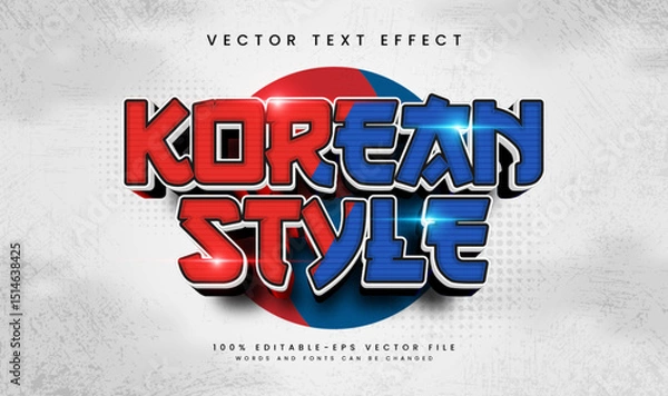 Fototapeta 3d Korean style, editable vector text effect. Asian concept, suitable for celebrating korean event theme.