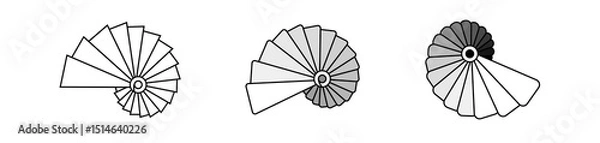 Fototapeta Abstract concentrical spiral staircase, circular stairs top view, golden ratio, flat outline logo style vector illustration wallpaper