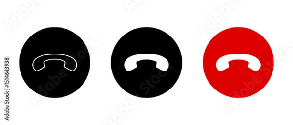Fototapeta Phone hang up icon on circle. End call sign symbol