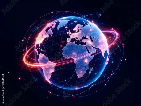 Fototapeta Globe wrapped in a digital network