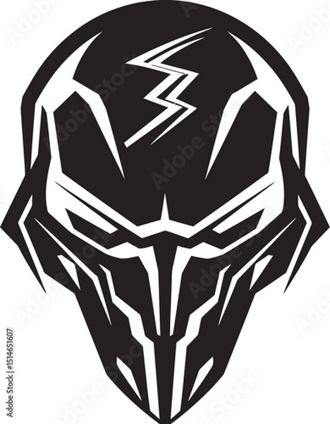 Fototapeta Alien Skull Helmet Futuristic Black Vector Helmet Icon Alien Skull Helmeted Logo Dark Vector Black Warrior Art
