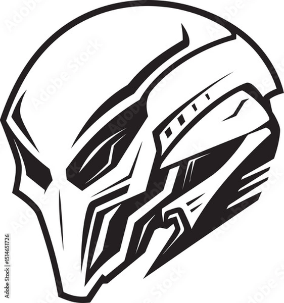 Fototapeta Alien Skull Helmet Dark Vector Black Warrior Emblem Alien Skull Helmeted Warrior Futuristic Black Vector Icon