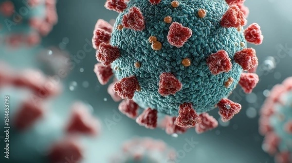 Fototapeta Detailed Close-Up of Coronavirus Structure with Spike Proteins in High Resolution