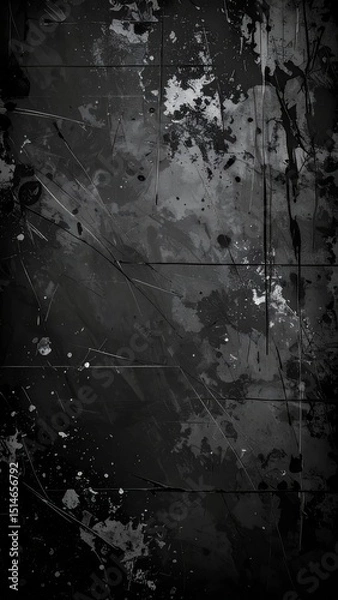 Fototapeta Black rough grunge texture close view abstract background, scratched surface