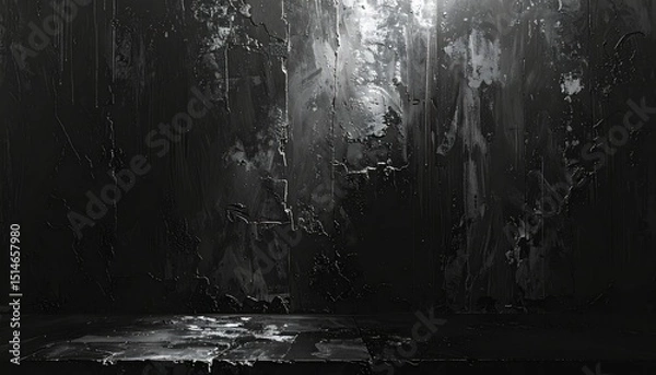 Fototapeta Black rough grunge texture close view abstract background, scratched surface