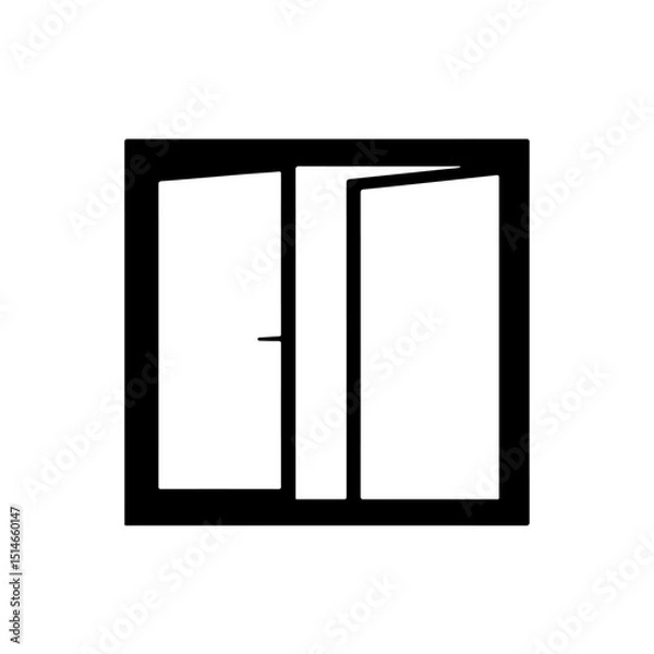 Fototapeta Open Window silhouette vector flat illustration design.