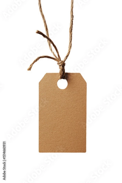 Obraz Empty tan tag, hanging by twine