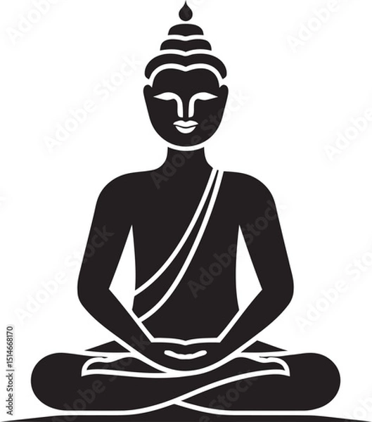 Fototapeta Buddha Meditation Pose Vector Black Icon Logo Design Buddha Sitting in Lotus Pose Vector Black Logo Icon
