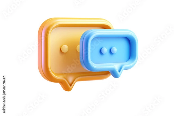 Fototapeta Colorful speech bubbles symbolizing communication and conversation in a modern digital context.