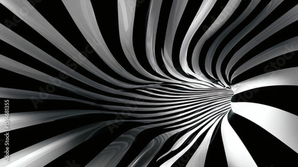 Fototapeta Dynamic spiral patterns abstract art digital illustration monochrome close-up visual flow
