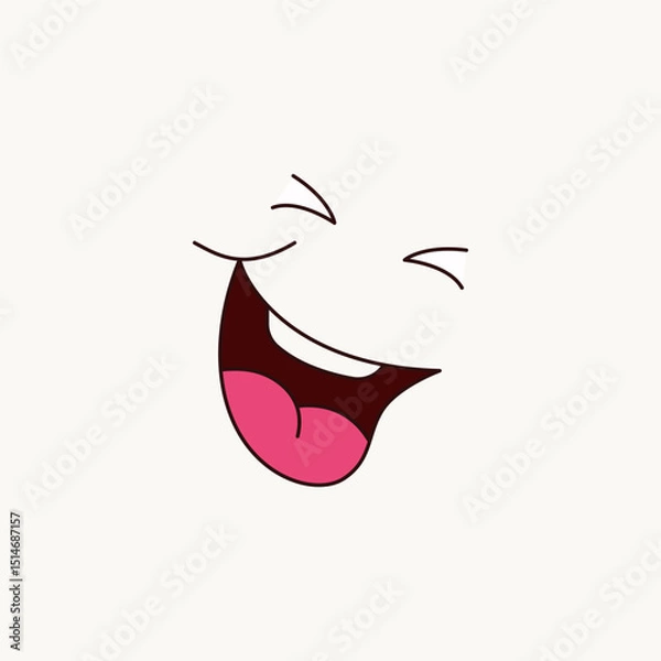 Obraz Funny vector laughing lips illustration, laughing face expression