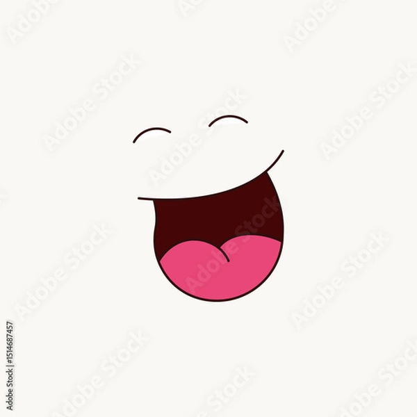 Obraz Funny vector laughing lips illustration, laughing face expression