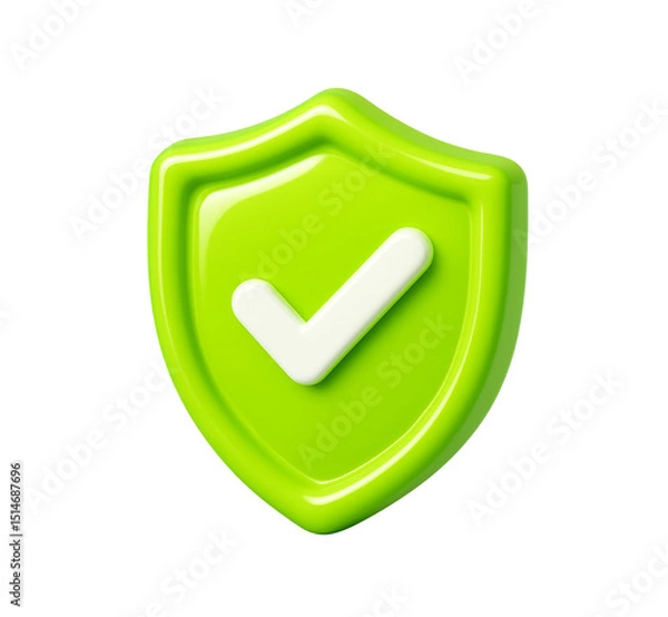 Obraz 3d green shield with white checkmark
