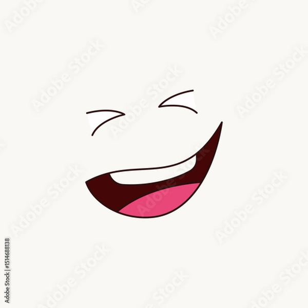 Obraz Funny vector laughing lips illustration, laughing face expression