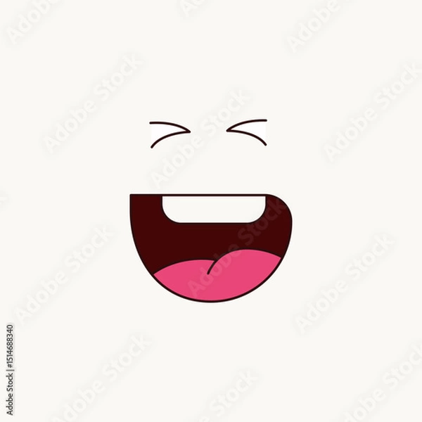 Obraz Funny vector laughing lips illustration, laughing face expression