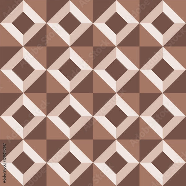 Fototapeta Minimalist Geometric Mid Century Modern Style Coffee Color Seamless Pattern