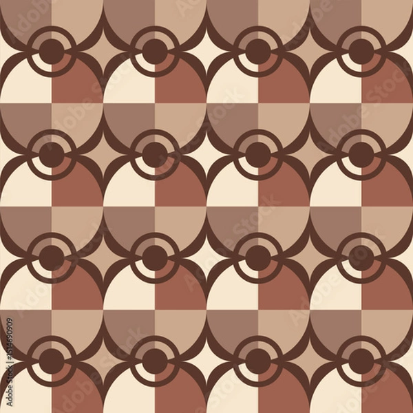 Fototapeta Minimalist Geometric Mid Century Modern Style Coffee Color Seamless Pattern